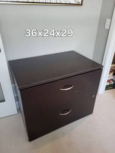 Dark Brown 2-Drawer File Cabinet with Lock - 36 in W x 24 in D x 29 in H