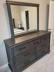 Dresser with Mirror - 63W x 18D x 37H, Mirror 45W x 38H, Dark Wood
