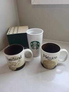 Starbucks Thailand & Mexico Mugs with 12 oz Travel Tumbler - 3-Piece Set