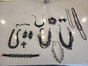Black Jewelry Collection - Necklaces, Bracelets, Earrings & Cross Pendant