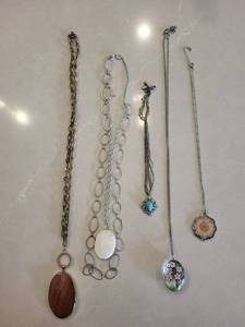 Necklaces - Assorted Pendant Necklaces with Stone, Turquoise & Floral Pendants