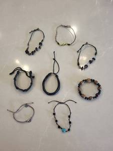 Bracelets - Mixed Bead, Leather & Stone