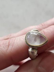 Sterling Silver Moonstone Ring 925 - Teardrop Cabochon Bezel