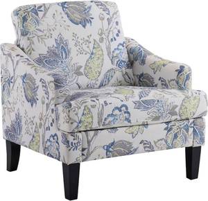 lot 12 image: Bezseller Blue Floral Accent Chair