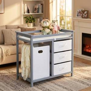 lot 23 image: Garvee Wooden Baby Changing Table