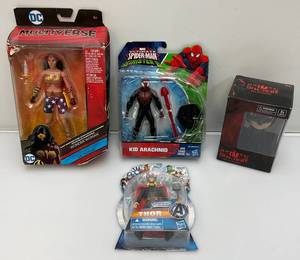 lot 5 image: Misc. Action Figures Including SPIDER-MAN, WONDER WOMAN And More (NIB)