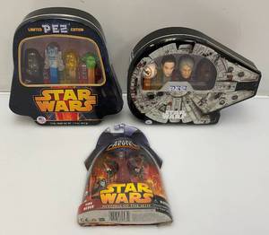 lot 25 image: Misc. STAR WARS Collectibles Including PEZ And More (NIP)
