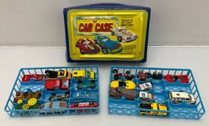 lot 45 image: Vintage 24 Miniature Die Cast Car Carrying Case With Misc. Vintage Cars