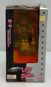 lot 75 image: 1990s Lost In Space Battery Operated B-9 Remote Control Robot (New Old Stock) Plastic Yellowed