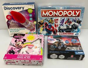lot 154 image: Misc. Toys Including Transformers Monopoly (Missing Pieces), Discovery Toys And Minnie Mouse Puzzle (All In Original Boxes)