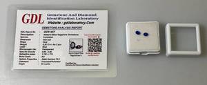 lot 198 image: GDL Laboratory Natural Blue Sapphire Gemstones (Cuorundum) 4x3MM .30Ct  - For 2 Pcs. Oval Cut In Protective Cases