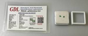 lot 202 image: GDL Laboratory Natural Green Emerald Gemstones (Beryl) 3x2MM .10Ct - For 2 Pcs. Emerald Cut In Protective Cases
