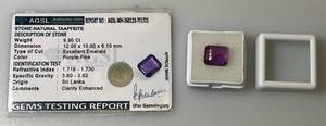 lot 214 image: AGSL Authentic Gem Security Laboratory Natural TAAFFEITE 9.90 CT Excellent Emerald (Purple-Pink) In Protective Case