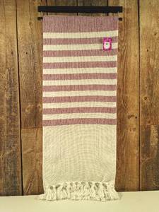 lot 73 image: White & Purple Striped Decorative Throw Blanket, 50x60