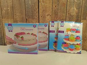 lot 209 image: Baked with Love - 2 cupcake stands, 2 cake turntables
