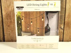 10ct LED Drop Indoor Outdoor Café String Lights Clear Bulbs with Black Wire - Threshold