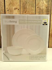 lot 186 image: True Living Dinnerware Set, White, 12 pcs