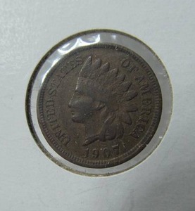 lot 11 image: 1907 Indian Head Partial Liberty Penny