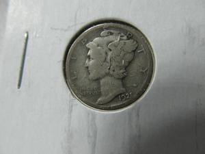 lot 26 image: 1921 D Mercury Dime