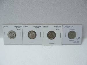 lot 29 image: 4 Mercury Dimes