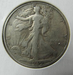 lot 39 image: 1939 S Walking Liberty Half Dollar