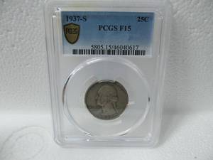 lot 61 image: 1937 S Washington Quarter PCGS F15 (Slab)