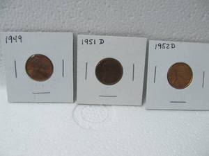 lot 104 image: 3 Lincoln Pennies