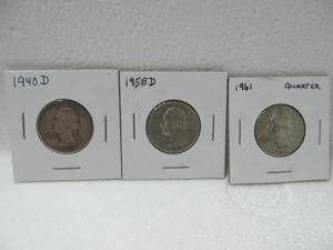 lot 107 image: 3 Washington Quarters