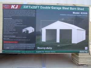 lot 82 image: KJ 25x33 Steel Double Garage Kit White-Cream Color