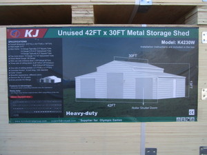lot 106 image: KJ 30x42 Steel Barn Kit White-Cream Color