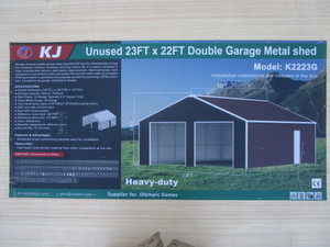 lot 107 image: KJ 22x23 Steel Double Garage Kit Red-Brown Color