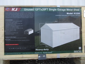 lot 159 image: KJ 12x20 Steel Single Garage Kit White-Cream Color