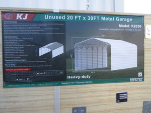 lot 32 image: KJ 20x30 Steel Carport wSides White-Cream Color