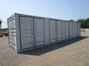 lot 26 image: 40 Single Trip High Cube Multi Door Shipping Container Light Grey Color