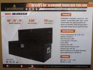 lot 239 image: LandHonor 15x15x48 Alum Truck Bed Tool Box