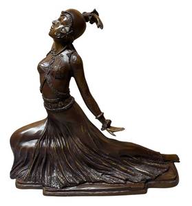 lot 3R image: LLR - Vintage Art Deco Clara Bronze Sculpture Attributed to  Demetre Chiparus