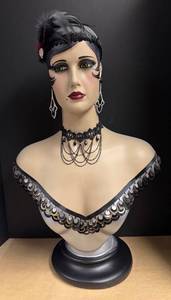 lot 20R image: LLR - Sharon Sherrod Vintage- Style Art Deco Flapper Mannequin Head