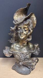 lot 23R image: LLR - Vintage Franz Iffland LHiver Bust - Art Nouveau Sculpture