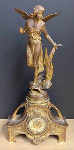 lot 31R image: LLR - Antique Art Nouveau Ansonia Mantel Clock with Fairy Figurine