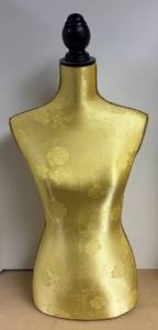 lot 49R image: LLR - Dress Form Mannequin with Damask Fabric - Decorative Display