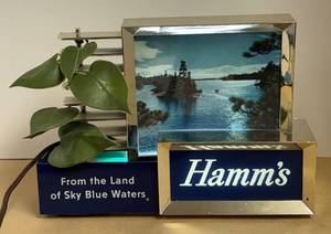 lot 53R image: LLR - Vintage Hamms Beer Lamp - From the Land of Sky Blue Waters Sign