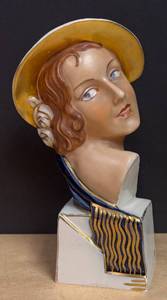 lot 74R image: LL - Royal Dux Elly Stroback Bust - Art Deco Porcelain Figure