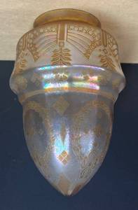 lot 77R image: LLR - Antique Art Deco Light Fixture-Shimmering Glass with Gold Etching