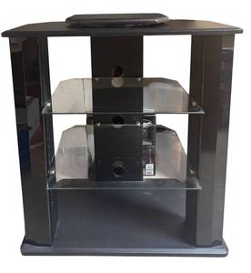 lot 83R image: RR - Media Stand with Glass Shelves and Removable Swivel Top