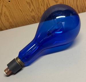 lot 85R image: RR - Vintage Cobalt Blue Glass Light Bulb - E26 Screw Base