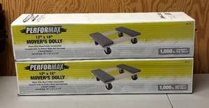 lot 94R image: O - Two Performax 12 x 18 Movers Dolly - 1,000 lb Capacity - Heavy-Duty Wood Frame