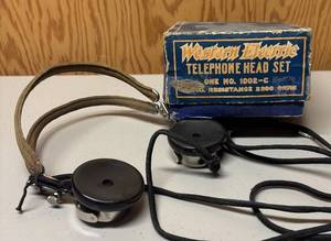 lot 111R image: LLR - Vintage Western Electric No. 1002-C Telephone Headset - 2,200 Ohms