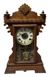 lot 113R image: LLR - Wm. L. Gilbert Lake No. 6 Ornate Oak Mantel Clock
