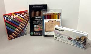 lot 139R image: RR - Colored Pencils and Paint Set - Colerase, MultiPastel, Walnut Hollow Oil Pencils, Watercolors