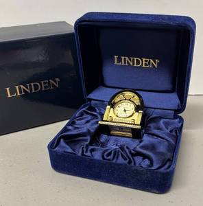 lot 144R image: RR - Linden Gold-Tone Miniature Clock
